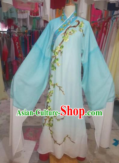 Chinese Traditional Beijing Opera Scholar Embroidered Blue Robe Peking Opera Niche Costume for Adults