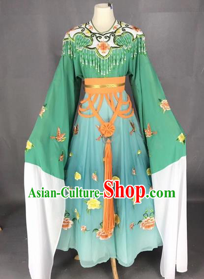 Chinese Traditional Beijing Opera Palace Princess Green Dress Peking Opera Diva Costumes for Adults