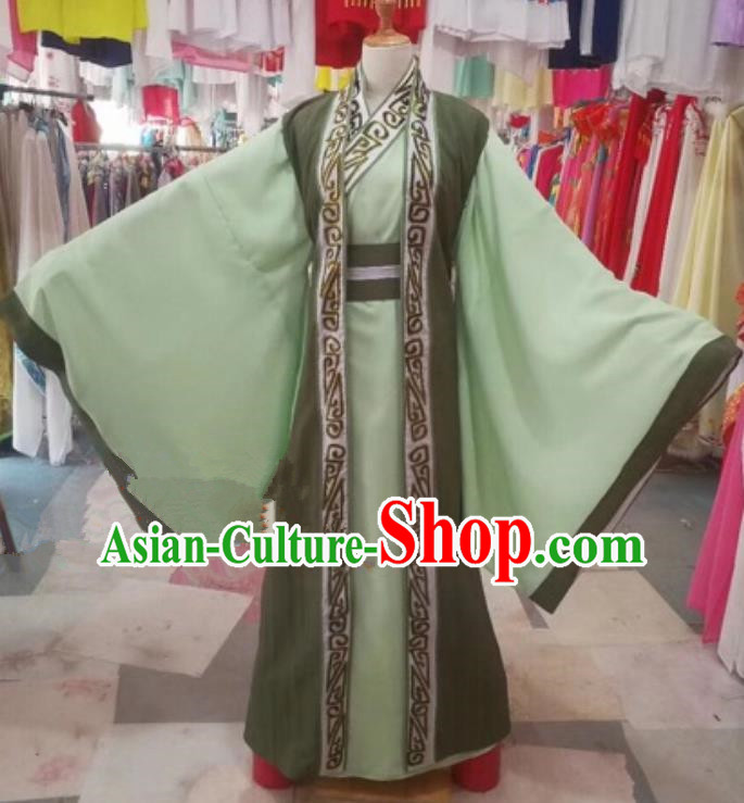 Chinese Traditional Beijing Opera Nobility Childe Green Clothing Peking Opera Costume for Adults