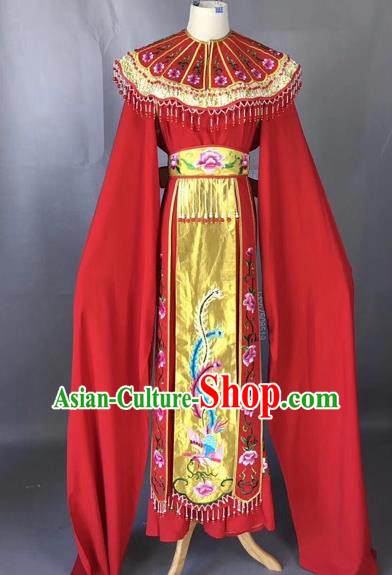 Chinese Peking Opera Actress Red Dress Traditional Beijing Opera Princess Embroidered Costumes for Adults