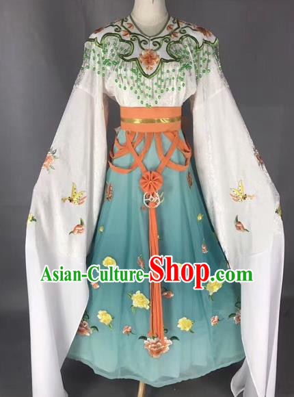 Chinese Peking Opera Diva Blue Dress Traditional Beijing Opera Rich Lady Embroidered Costumes for Adults