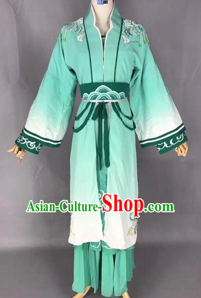 Traditional Chinese Peking Opera Mui Tsai Green Costume Beijing Opera Fairy Dress for Adults
