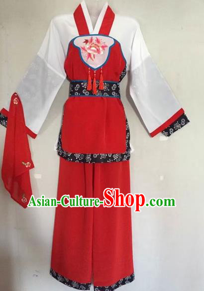 Traditional Chinese Peking Opera Servant-Girl Red Costume Beijing Opera Maidservant Dress for Adults