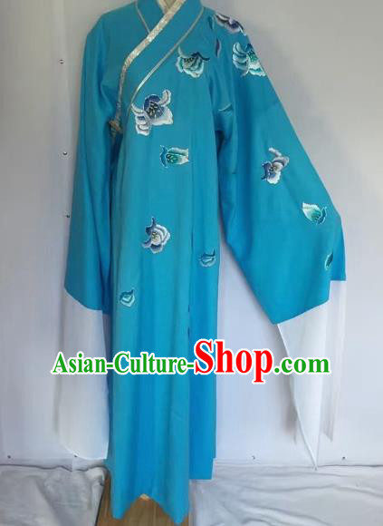 Chinese Traditional Beijing Opera Scholar Blue Robe Peking Opera Niche Clothing for Adults