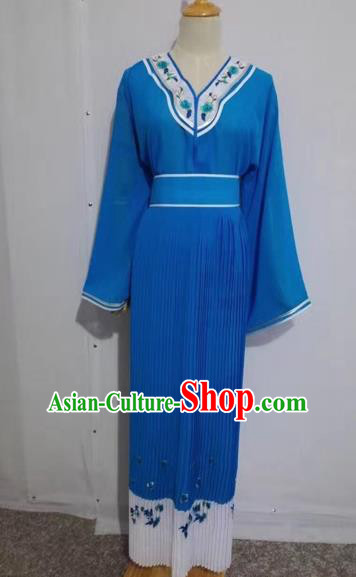 Chinese Peking Opera Young Lady Blue Dress Traditional Beijing Opera Diva Costumes for Adults