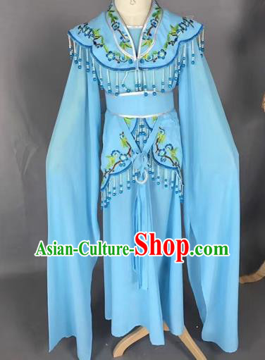 Chinese Ancient Peking Opera Children Blue Dress Traditional Beijing Opera Diva Costumes for Kids