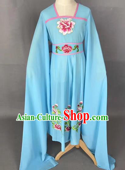Traditional Chinese Peking Opera Diva Costume Beijing Opera Blue Dress for Kids