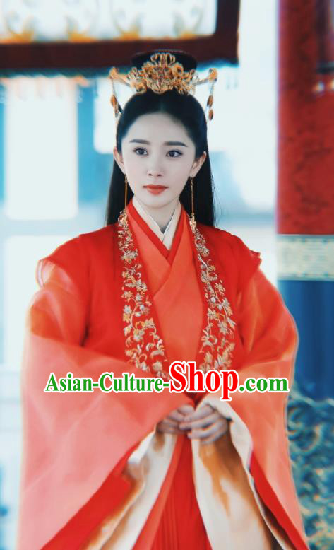 Legend Of Fu Yao Chinese Ancient Queen Costumes Traditional Empress Wedding Hanfu Dress and Headpiece Complete Set