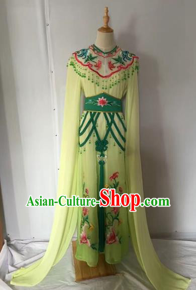 Traditional Chinese Peking Opera Rich Lady Costume Beijing Opera Diva Fairy Green Dress for Adults