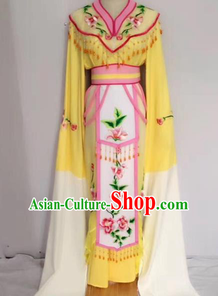 Traditional Chinese Peking Opera Princess Fairy Yellow Dress Beijing Opera Diva Costume for Adults