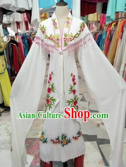Chinese Shaoxing Opera Princess White Dress Traditional Beijing Opera Diva Costume for Adults