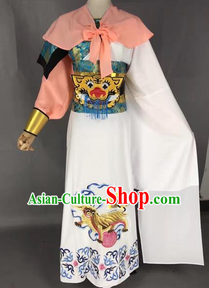 Chinese Beijing Opera General White Clothing Traditional Peking Opera Prince Costume for Adults