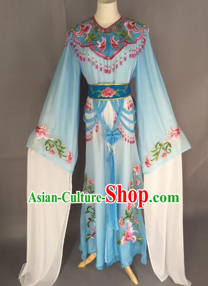 Chinese Beijing Opera Nobility Lady Blue Dress Ancient Princess Costume for Adults