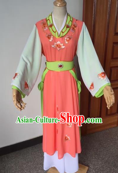 Chinese Beijing Opera Young Lady Orange Dress Ancient Maidservants Costume for Adults