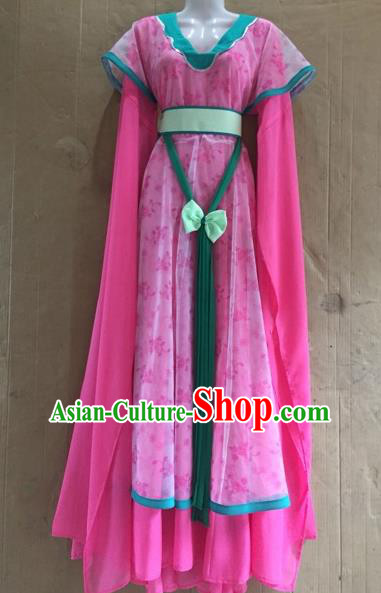 Chinese Beijing Opera Diva Rosy Dress Ancient Court Maid Costume for Adults