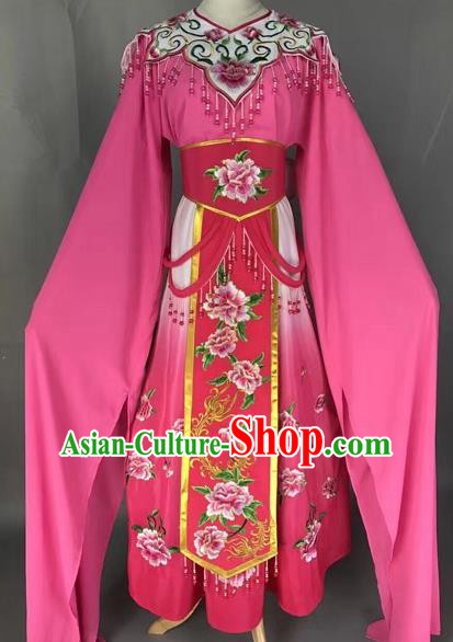 Chinese Shaoxing Opera Princess Rosy Embroidered Dress Traditional Beijing Opera Diva Costume for Adults