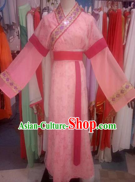 Chinese Traditional Peking Opera Diva Pink Dress Ancient Palace Lady Costume for Adults