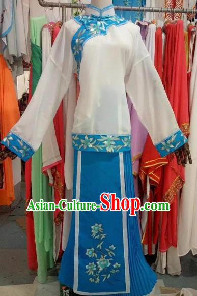 Chinese Traditional Peking Opera Diva Blue Dress Ancient Costume for Adults