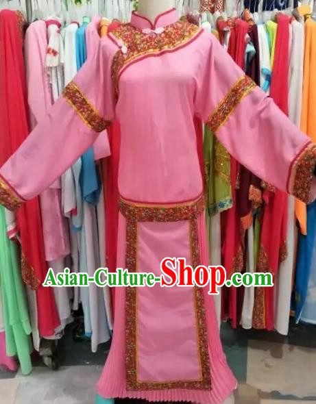 Chinese Traditional Peking Opera Pink Dress Ancient Maidservants Costume for Adults