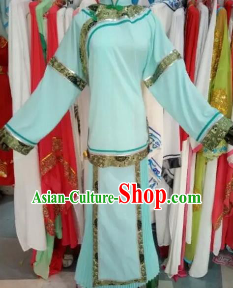 Chinese Traditional Peking Opera Blue Dress Ancient Maidservants Costume for Adults
