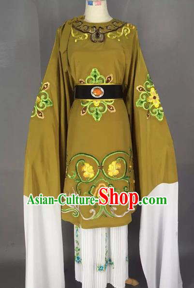 Chinese Beijing Opera Pantaloon Olive Green Clothing Ancient Old Woman Costume for Adults