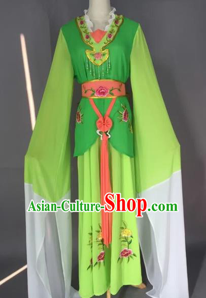 Chinese Beijing Opera Maidservants Green Clothing Ancient Palace Lady Costume for Adults