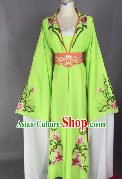 Chinese Beijing Opera Actress Green Dress Ancient Rich Lady Costume for Adults