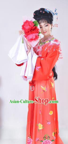 Chinese Traditional Beijing Opera Actress Red Dress Ancient Nobility Lady Costume for Adults