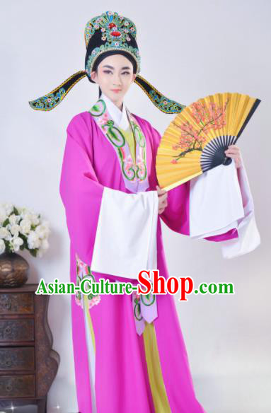 Chinese Beijing Opera Niche Purple Robe Traditional Peking Opera Scholar Costume for Adults