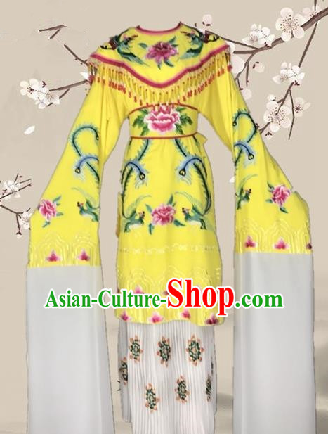 Chinese Traditional Beijing Opera Actress Yellow Dress Ancient Palace Empress Costume for Adults