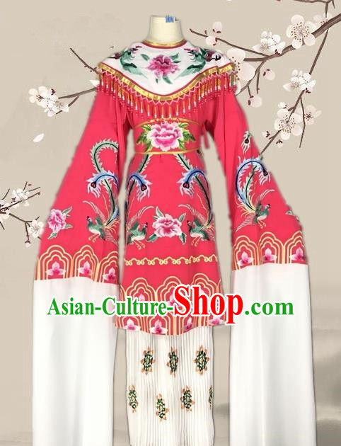 Chinese Traditional Beijing Opera Actress Rosy Dress Ancient Palace Empress Costume for Adults