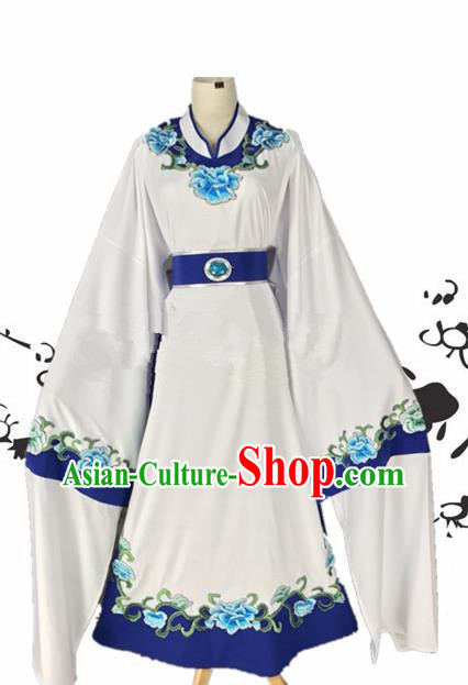 Chinese Beijing Opera Niche Jia Baoyu White Robe Traditional Peking Opera Scholar Costume for Adults