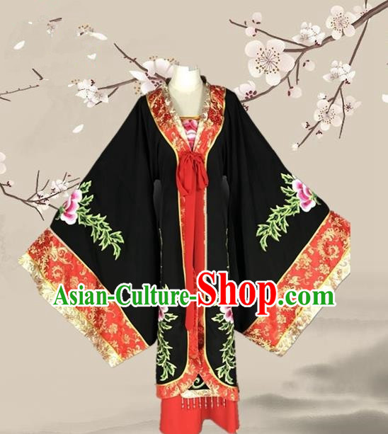 Chinese Ancient Empress Dowager Black Dress Traditional Beijing Opera Pantaloon Costume for Adults