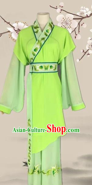 Chinese Ancient Servant Girl Green Clothing Traditional Beijing Opera Young Lady Costume for Adults