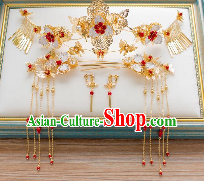 Chinese Ancient Hanfu Hair Accessories Traditional Phoenix Coronet Hairpins Complete Set for Women
