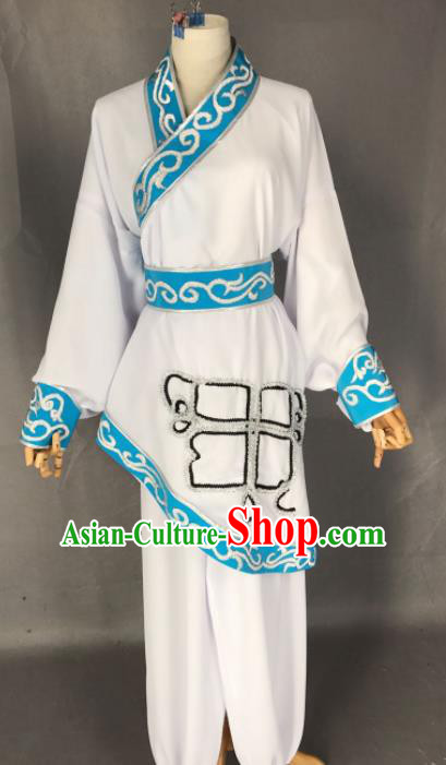 Chinese Ancient Swordswoman White Costume Traditional Beijing Opera Martial Arts Female Clothing for Adults