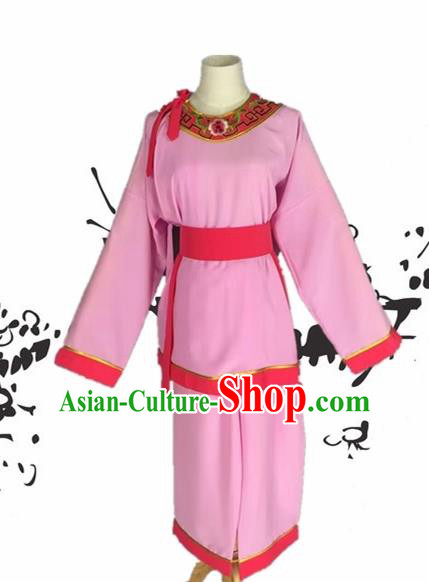 Chinese Beijing Opera Livehand Pink Clothing Traditional Peking Opera Servant Costume for Adults