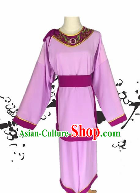 Chinese Beijing Opera Livehand Purple Clothing Traditional Peking Opera Servant Costume for Adults