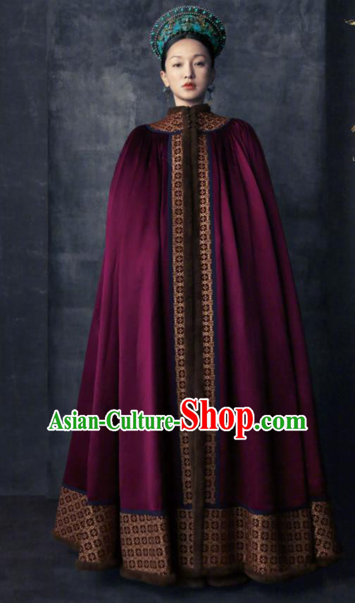 Chinese Ancient Queen Clothing Qing Dynasty Imperial Empress Costume and Headpiece for Women