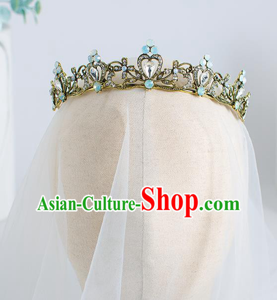 Top Grade Wedding Hair Accessories Bride Blue Crystal Royal Crown for Women