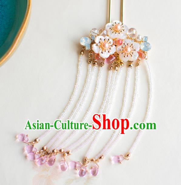 Chinese Ancient Golden Tassel Step Shake Wedding Hair Accessories Traditional Shell Hairpins for Women