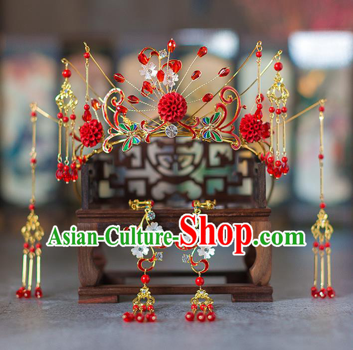 Chinese Ancient Phoenix Coronet Wedding Hair Accessories Traditional Hairpins for Women