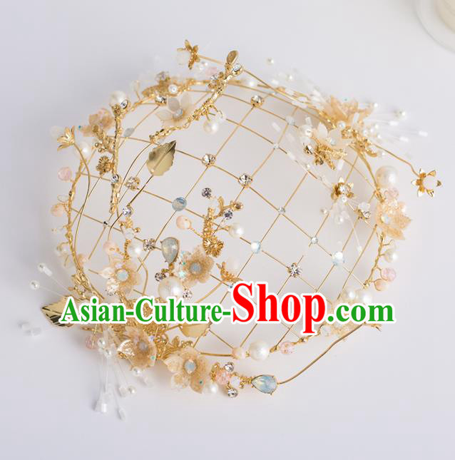 Top Grade Bride Wedding Hair Accessories Golden Headwear for Women