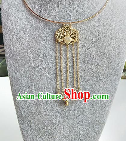 Top Grade Chinese Wedding Accessories Golden Hanfu Necklace for Women