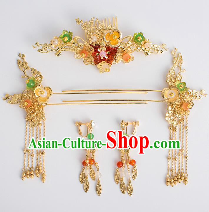 Chinese Traditional Wedding Bride Hair Comb Ancient Hair Accessories Hairpins for Women