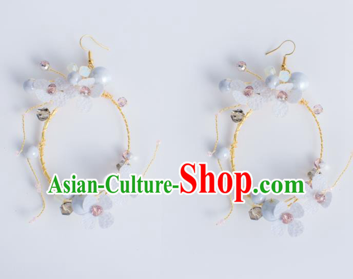 Top Grade Bride Wedding Accessories Purple Beads Flowers Earrings for Women