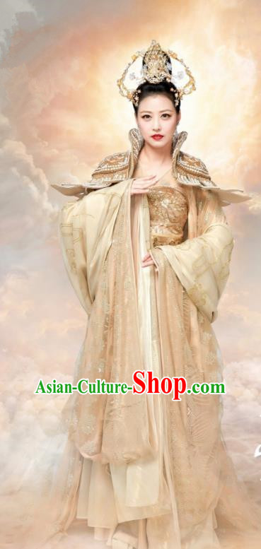 Chinese Ancient Empress Hanfu Dress The Honey Sank Like Frost Queen Costumes and Headpiece for Women