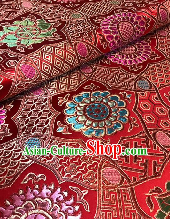Asian Red Brocade Chinese Traditional Pattern Fabric Silk Fabric Chinese Fabric Material