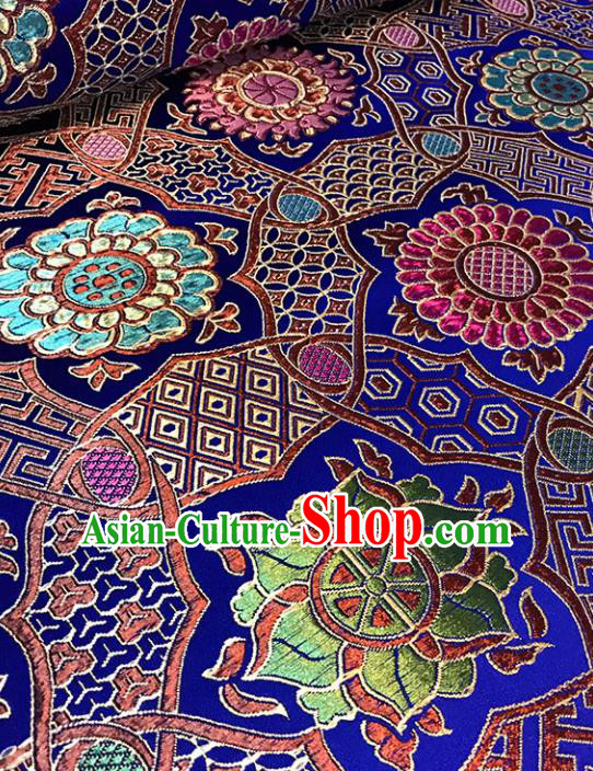 Asian Royalblue Brocade Chinese Traditional Pattern Fabric Silk Fabric Chinese Fabric Material