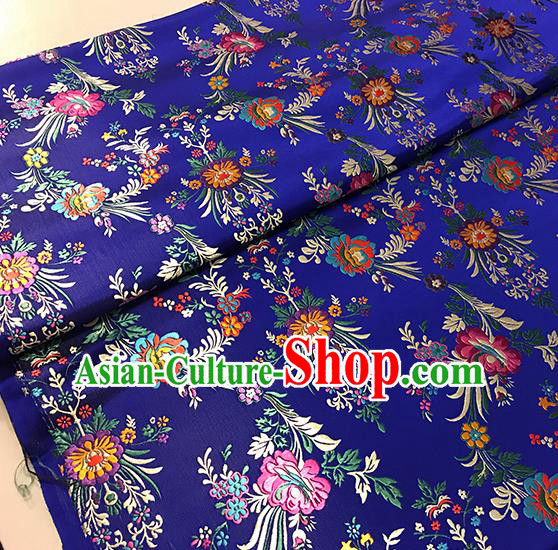 Asian Royalblue Brocade Chinese Traditional Begonia Pattern Fabric Silk Fabric Chinese Fabric Material